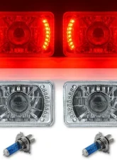 Octane Lighting 4X6 Inch Red LED Halo Projector Halogen Headlight Headlamp Bulbs Crystal Clear Pair                                     - OL-023 - Image 2