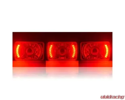 Octane Lighting 4X6 Inch Red LED Halo Projector Halogen Headlight Headlamp Bulbs Crystal Clear Pair - OL-023