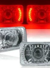 Octane Lighting 4X6 Inch Red LED Halo Projector Halogen Headlight Headlamp Bulbs Crystal Clear Pair                                     - OL-023 - Image 12
