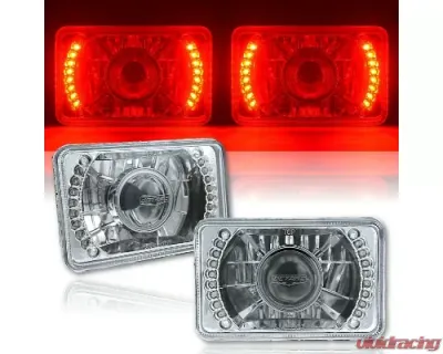 Octane Lighting 4X6 Inch Red LED Halo Projector Halogen Headlight Headlamp Bulbs Crystal Clear Pair - OL-023