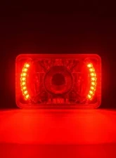 Octane Lighting 4X6 Inch Red LED Halo Projector Halogen Headlight Headlamp Bulbs Crystal Clear Pair                                     - OL-023 - Image 5