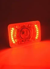 Octane Lighting 4X6 Inch Red LED Halo Projector Halogen Headlight Headlamp Bulbs Crystal Clear Pair                                     - OL-023 - Image 7