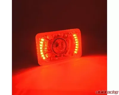 Octane Lighting 4X6 Inch Red LED Halo Projector Halogen Headlight Headlamp Bulbs Crystal Clear Pair - OL-023