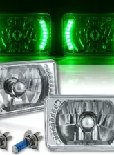 Octane Lighting 4X6 Inch Green LED Halo Angel Eye Headlight Halogen Headlamp 55/60W Light Bulbs Pair                                     - OL-024 - Image 12