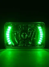 Octane Lighting 4X6 Inch Green LED Halo Angel Eye Headlight Halogen Headlamp 55/60W Light Bulbs Pair                                     - OL-024 - Image 9