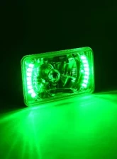 Octane Lighting 4X6 Inch Green LED Halo Angel Eye Headlight Halogen Headlamp 55/60W Light Bulbs Pair                                     - OL-024 - Image 10