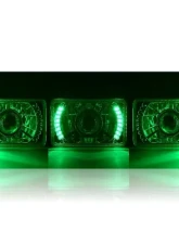 Octane Lighting 4X6 Inch Green LED Halo Projector Halogen Headlight Headlamp Bulb Crystal Clear Pair                                     - OL-025 - Image 3