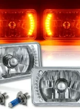 Octane Lighting 4X6 Inch Amber LED Halo Angel Eye Headlight Halogen Headlamp 55/60W Light Bulbs Pair                                     - OL-026 - Image 12