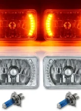 Octane Lighting 4X6 Inch Amber LED Halo Angel Eye Headlight Halogen Headlamp 55/60W Light Bulbs Pair                                     - OL-026 - Image 2
