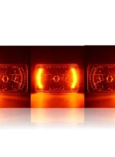 Octane Lighting 4X6 Inch Amber LED Halo Angel Eye Headlight Halogen Headlamp 55/60W Light Bulbs Pair                                     - OL-026 - Image 3