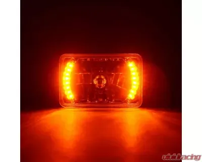 Octane Lighting 4X6 Inch Amber LED Halo Angel Eye Headlight Halogen Headlamp 55/60W Light Bulbs Pair - OL-026