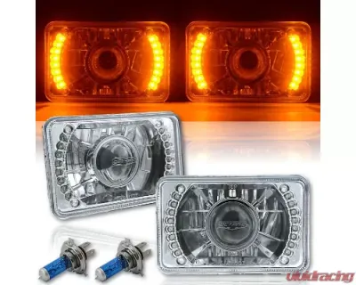 Octane Lighting 4X6 Inch Amber LED Halo Projector Headlight Halogen Headlamp 55/60W Light Bulbs Pair - OL-027