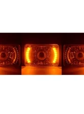Octane Lighting 4X6 Inch Amber LED Halo Projector Headlight Halogen Headlamp 55/60W Light Bulbs Pair                                     - OL-027 - Image 3