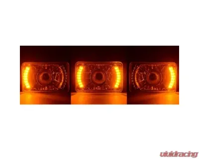 Octane Lighting 4X6 Inch Amber LED Halo Projector Headlight Halogen Headlamp 55/60W Light Bulbs Pair - OL-027