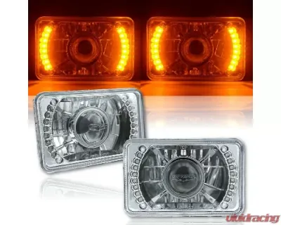 Octane Lighting 4X6 Inch Amber LED Halo Projector Headlight Halogen Headlamp 55/60W Light Bulbs Pair - OL-027