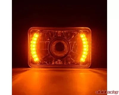 Octane Lighting 4X6 Inch Amber LED Halo Projector Headlight Halogen Headlamp 55/60W Light Bulbs Pair - OL-027