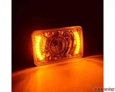 Octane Lighting 4X6 Inch Amber LED Halo Projector Headlight Halogen Headlamp 55/60W Light Bulbs Pair - OL-027