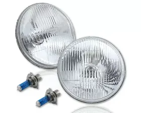 Octane Lighting 7 Inch Stock H4 Halogen Headlight Super White 12V 55/60W Light Bulb Headlamp Pair