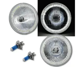 Octane Lighting 7 Inch SMD White Stock LED Halo Angel Eye H4 Headlamp Headlight Halogen Light Pair