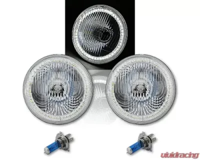 Octane Lighting 7 Inch SMD White Stock LED Halo Angel Eye H4 Headlamp Headlight Halogen Light Pair - OL-028-W