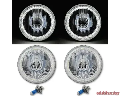 Octane Lighting 7 Inch SMD White Stock LED Halo Angel Eye H4 Headlamp Headlight Halogen Light Pair - OL-028-W