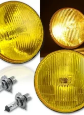 Octane Lighting 7 Inch H6024/6014 Yellow Amber Stock Glass Headlight H4 Clear Halogen Fog Light Pair                                     - OL-028-YG-CL - Image 12