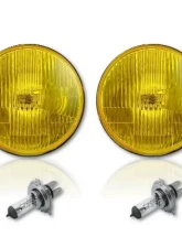 Octane Lighting 7 Inch H6024/6014 Yellow Amber Stock Glass Headlight H4 Clear Halogen Fog Light Pair                                     - OL-028-YG-CL - Image 3