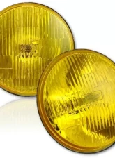 Octane Lighting 7 Inch H6024/6014 Yellow Amber Stock Glass Headlight H4 Clear Halogen Fog Light Pair                                     - OL-028-YG-CL - Image 11