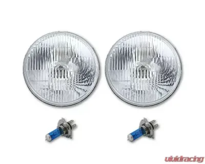 Octane Lighting 7 Inch Stock H4 Halogen Headlight Super White 12V 55/60W Light Bulb Headlamp Pair - OL-028