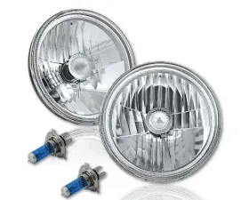 Octane Lighting 7 Inch Halogen H4 Headlight Clear Diamond Crystal Headlamp Sw 60/55W 12V Light Bulbs