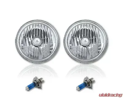 Octane Lighting 7 Inch Halogen H4 Headlight Clear Diamond Crystal Headlamp Sw 60/55W 12V Light Bulbs - OL-029