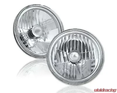 Octane Lighting 7 Inch Halogen H4 Headlight Clear Diamond Crystal Headlamp Sw 60/55W 12V Light Bulbs - OL-029