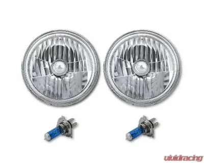 Octane Lighting 7 Inch Halogen H4 Headlight Clear Diamond Crystal Headlamp Sw 60/55W 12V Light Bulbs - OL-029