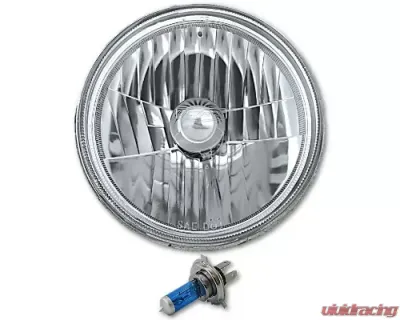 Octane Lighting 7 Inch Halogen H4 Headlight Clear Diamond Crystal Headlamp Sw 60/55W 12V Light Bulbs - OL-029