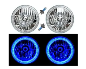 Octane Lighting 7 Inch SMD Blue LED Halo Angel Eyes H4 Headlamp Headlight Halogen Light Bulbs Pair