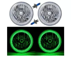 Octane Lighting 7 Inch SMD Green LED Halo Angel Eyes H4 Headlamp Headlight Halogen Light Bulbs Pair