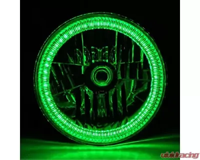Octane Lighting 7 Inch SMD Green LED Halo Angel Eyes H4 Headlamp Headlight Halogen Light Bulbs Pair - OL-030-G
