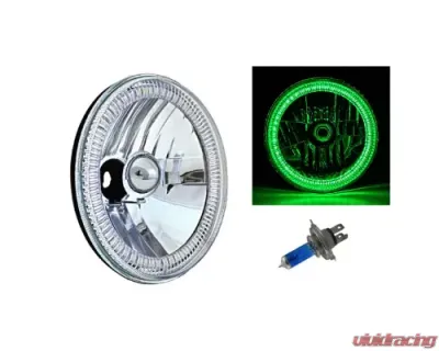 Octane Lighting 7 Inch SMD Green LED Halo Angel Eyes H4 Headlamp Headlight Halogen Light Bulbs Pair - OL-030-G