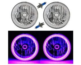 Octane Lighting 7 Inch SMD Purple LED Halo Angel Eyes H4 Headlamp Headlight Halogen Light Bulbs Pair