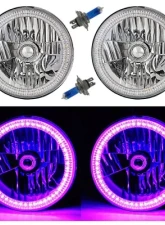 Octane Lighting 7 Inch SMD Purple LED Halo Angel Eyes H4 Headlamp Headlight Halogen Light Bulbs Pair                                     - OL-030-PU - Image 9