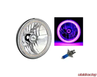 Octane Lighting 7 Inch SMD Purple LED Halo Angel Eyes H4 Headlamp Headlight Halogen Light Bulbs Pair - OL-030-PU