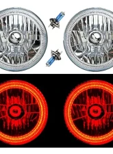 Octane Lighting 7 Inch SMD Red LED Halo Angel Eyes H4 Headlamp Headlight Halogen Light Bulbs Pair                                     - OL-030-R - Image 10