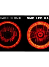 Octane Lighting 7 Inch SMD Red LED Halo Angel Eyes H4 Headlamp Headlight Halogen Light Bulbs Pair                                     - OL-030-R - Image 2
