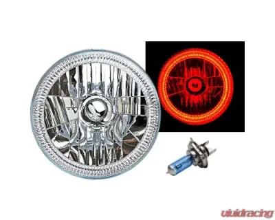 Octane Lighting 7 Inch SMD Red LED Halo Angel Eyes H4 Headlamp Headlight Halogen Light Bulbs Pair - OL-030-R