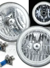 Octane Lighting 7 Inch SMD White LED Halo Angel Eye Headlamp Headlight H4 Halogen Light Bulb Pair                                     - OL-030-W - Image 12