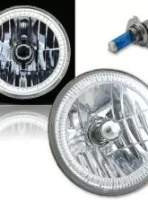 Octane Lighting 7 Inch SMD White LED Halo Angel Eye Headlamp Headlight H4 Halogen Light Bulb Pair                                     - OL-030-W - Image 3