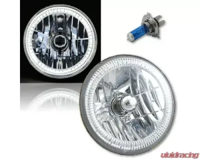 Octane Lighting 7 Inch SMD White LED Halo Angel Eye Headlamp Headlight H4 Halogen Light Bulb Pair - OL-030-W