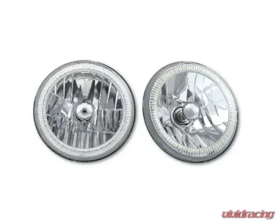 Octane Lighting 7 Inch SMD White LED Halo Angel Eye Headlamp Headlight H4 Halogen Light Bulb Pair - OL-030-W