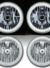 Octane Lighting 7 Inch SMD White LED Halo Angel Eye Headlamp Headlight H4 Halogen Light Bulb Pair                                     - OL-030-W - Image 6