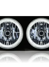 Octane Lighting 7 Inch SMD White LED Halo Angel Eye Headlamp Headlight H4 Halogen Light Bulb Pair                                     - OL-030-W - Image 7